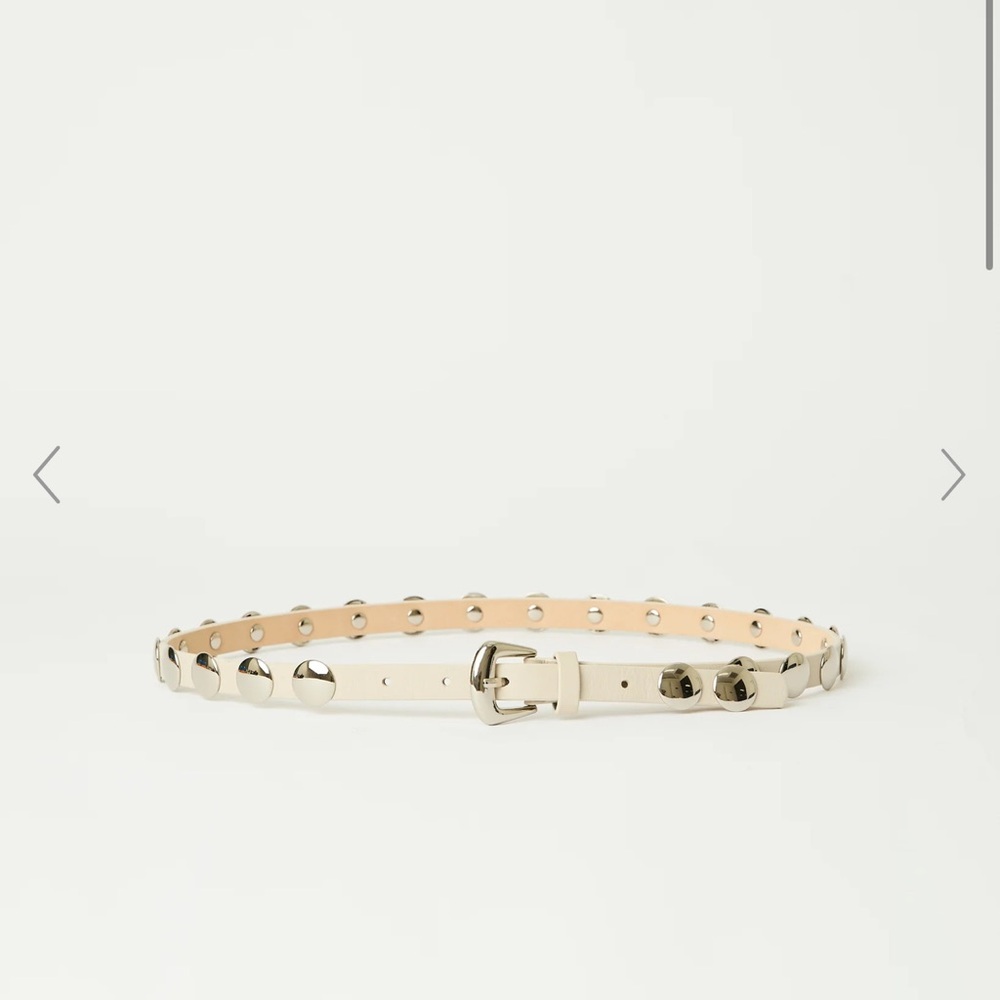 B-Low the Belt Cream Belt with Silver Studs